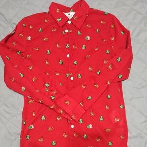 H&M Festive Red Shirt with Holiday Prints